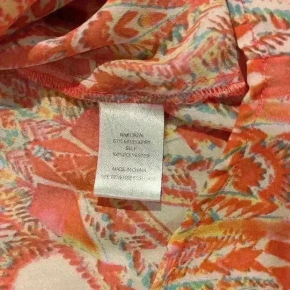 Daniel Rainn Coral Print Blouse Size Small - Picture 3 of 4